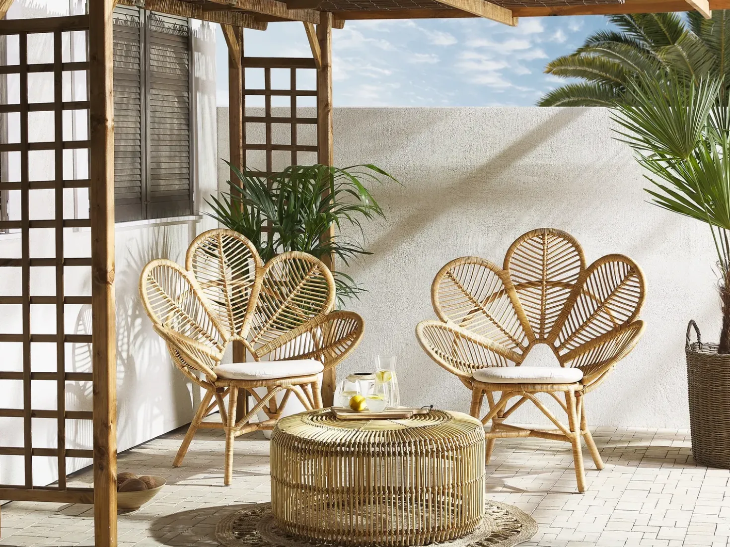 Altansæt med puder FLORENTINE / LIMNI Rattan Beige