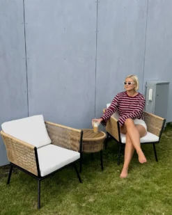 Altansæt med puder GARGANO PE-rattan Naturlig