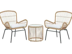 Altansæt med puder LABICO PE-rattan Lysebrun