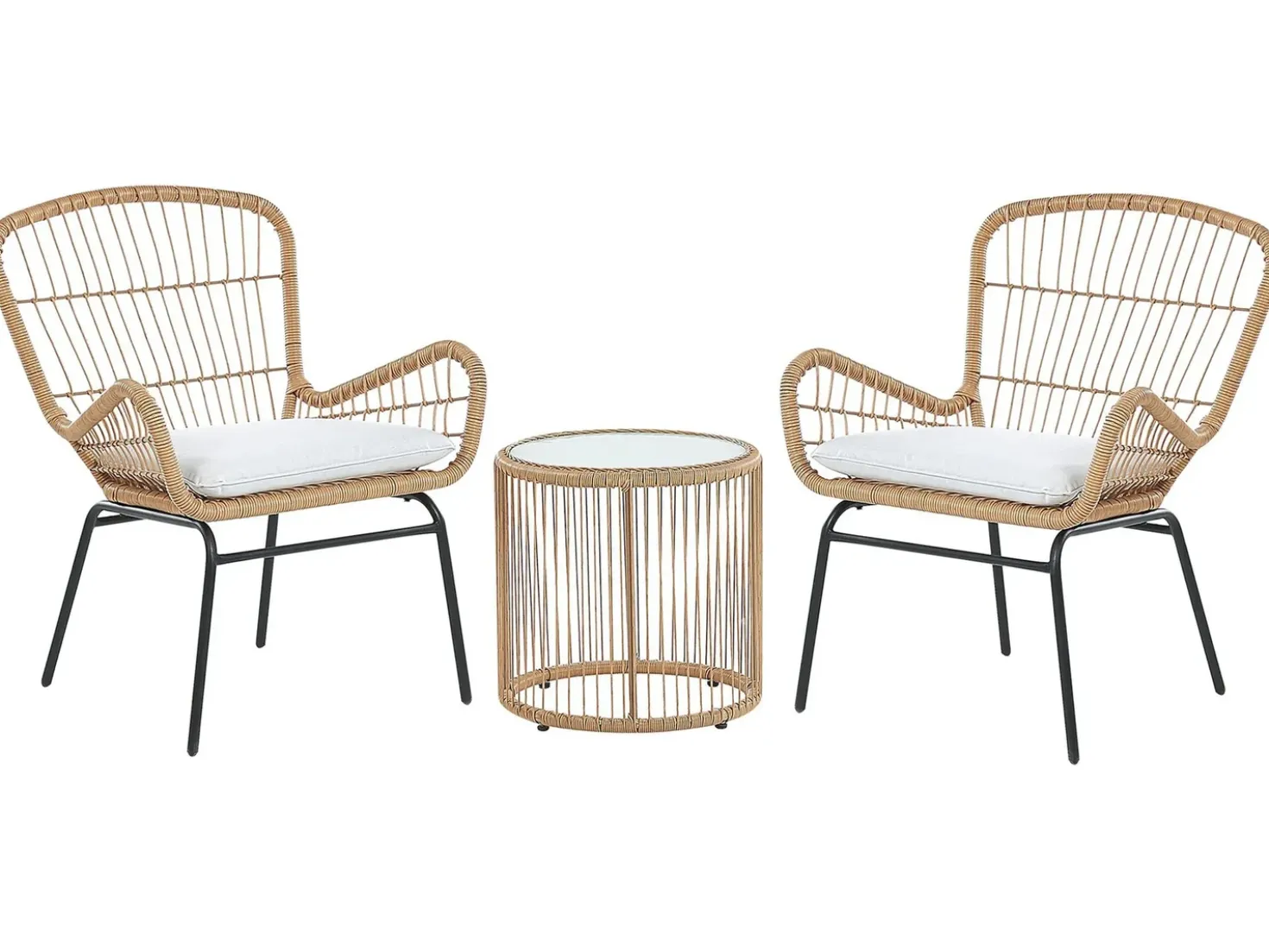 Altansæt med puder LABICO PE-rattan Lysebrun