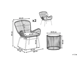 Altansæt med puder LABICO PE-rattan Lysebrun