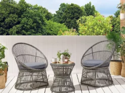 Altansæt med puder MESYNA PE-rattan Brungrå