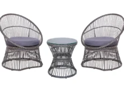 Altansæt med puder MESYNA PE-rattan Brungrå