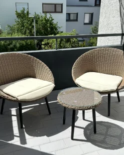 Altansæt med puder ORTIGIA PE-rattan Lys Beige Beige