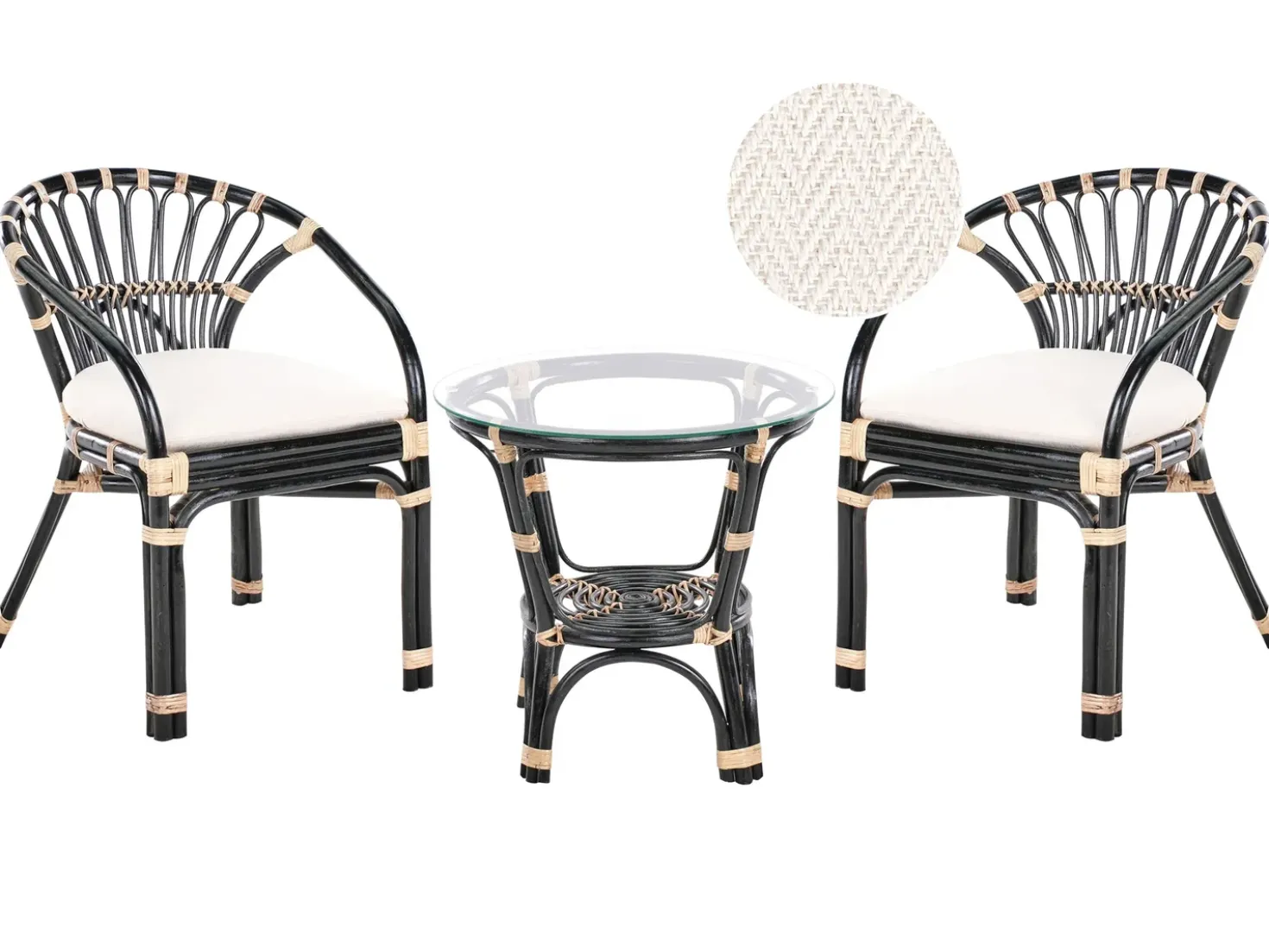 Altansæt med puder PECORINI Rattan Sort