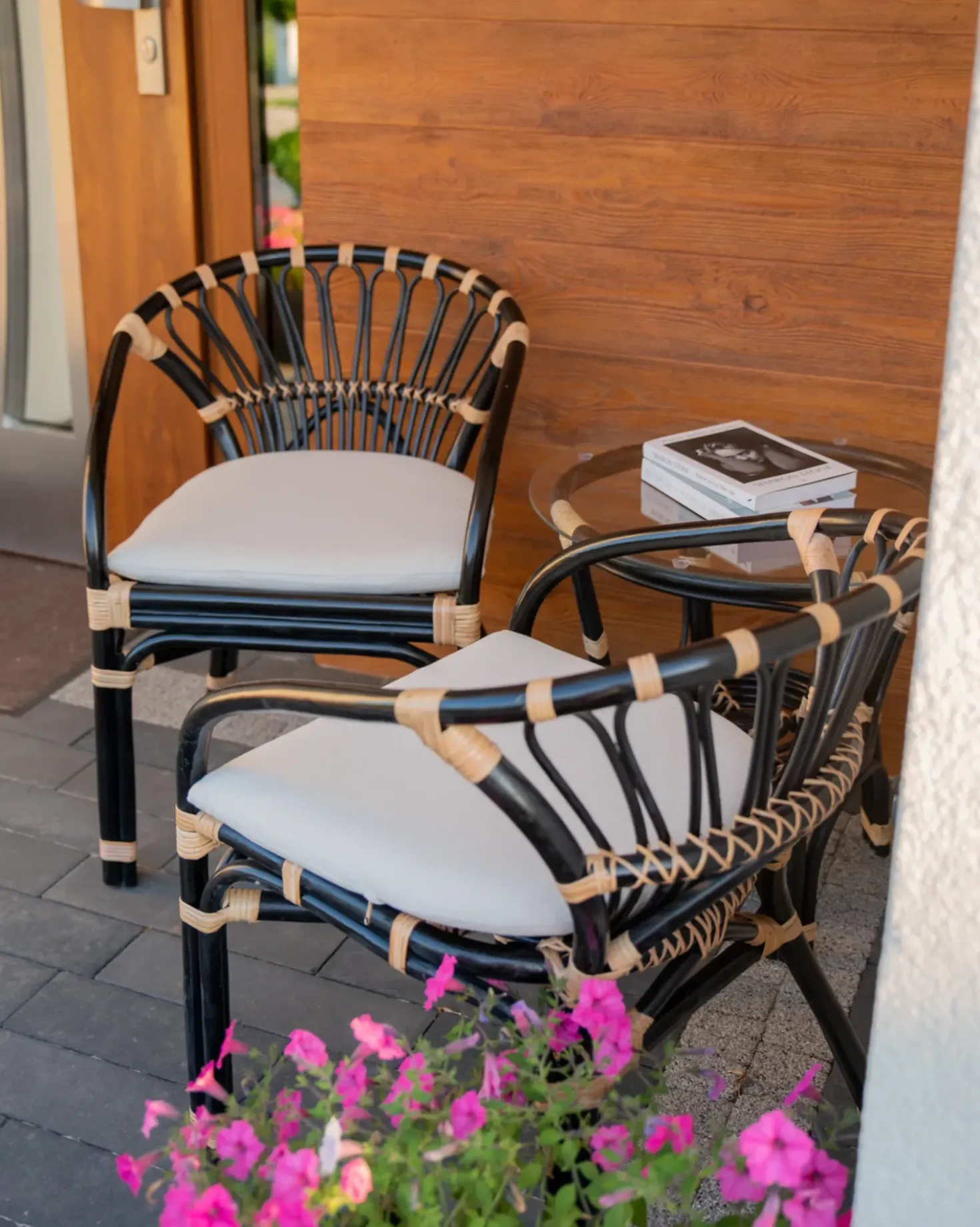 Altansæt med puder PECORINI Rattan Sort