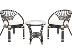 Altansæt med puder PECORINI Rattan Sort