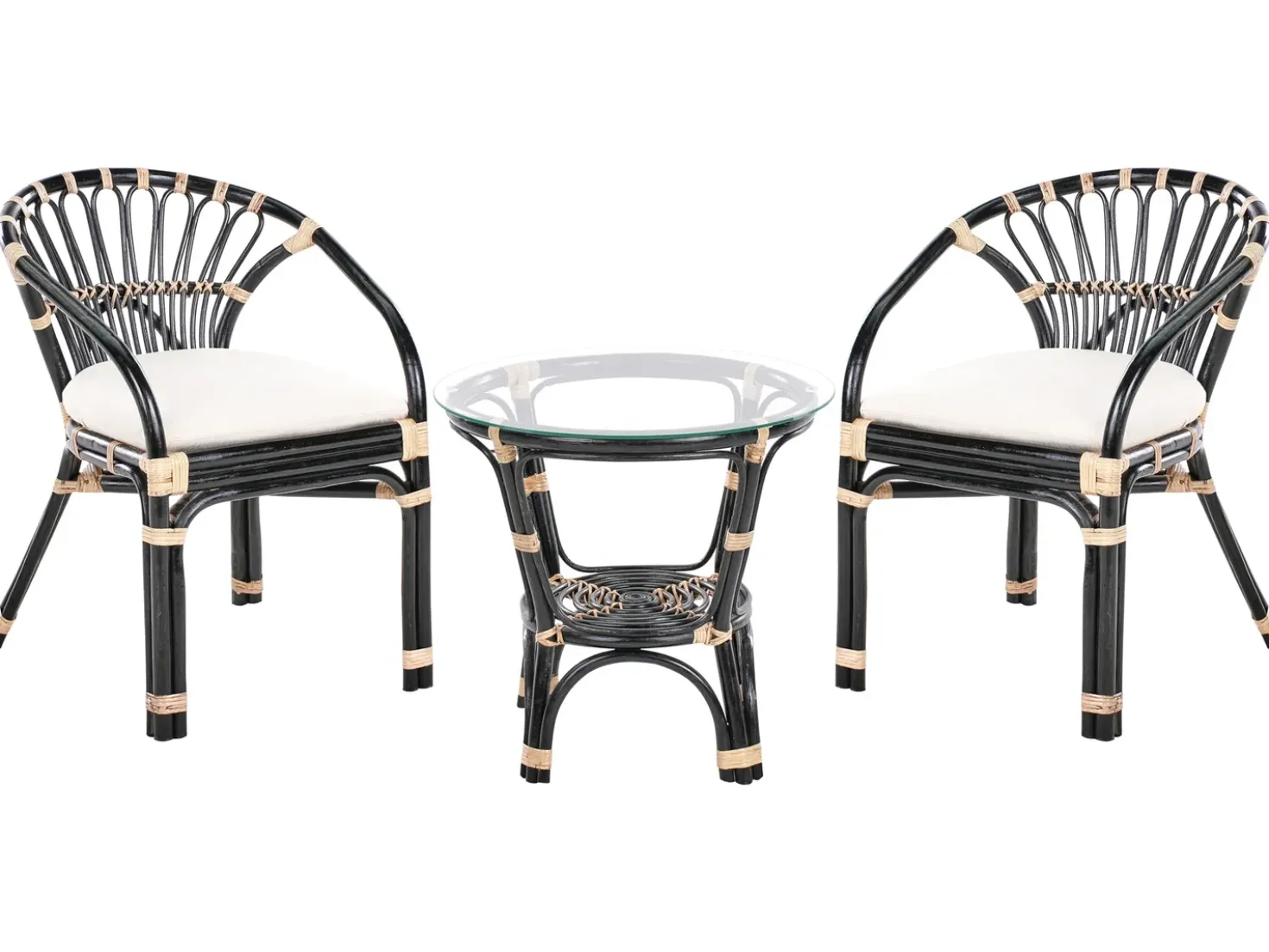 Altansæt med puder PECORINI Rattan Sort
