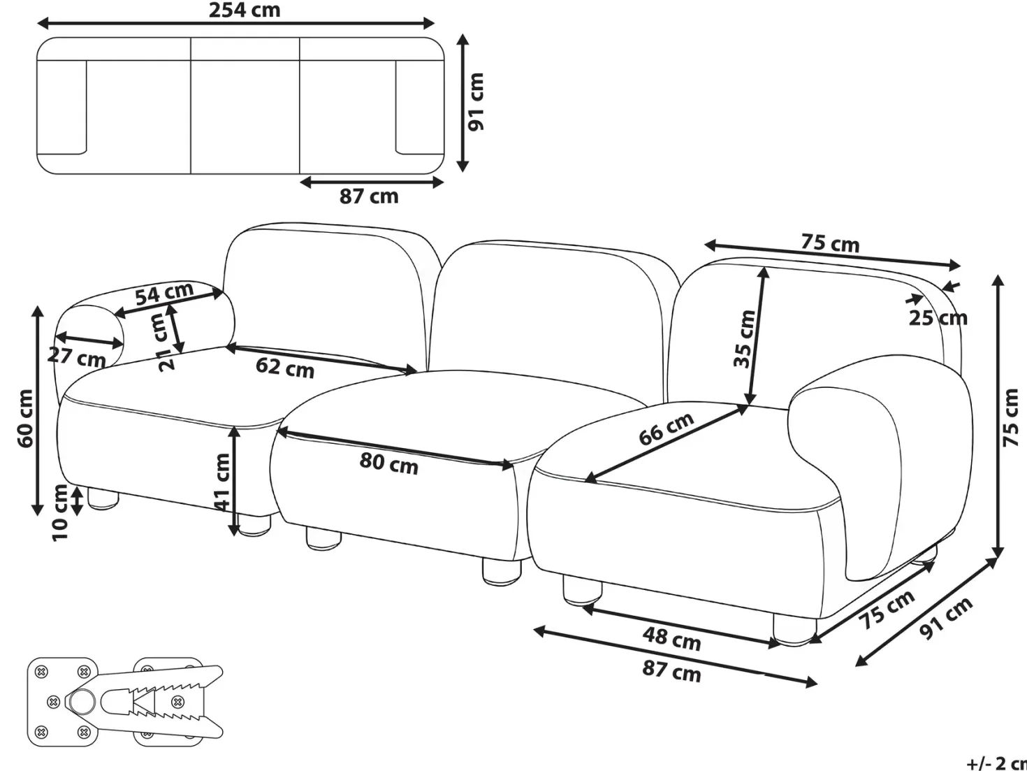 AMLI 3 personers Modulsofa Beige