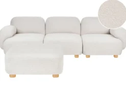 AMLI 3 personers Modulsofa Cremehvid Boucle med fodskammel
