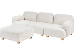 AMLI 3 personers Modulsofa Cremehvid Boucle med fodskammel