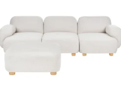 AMLI 3 personers Modulsofa Cremehvid Boucle med fodskammel