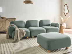 AMLI 3 personers Modulsofa Lysegrøn med fodskammel