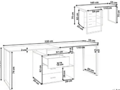 ASHMORE Hvid 165/220 cm 55 cm