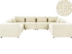 AXEBO 8 personers U-formet modulsofa Cremehvid Boucle