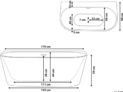 Badekar HARVEY 170 x 80 cm Sort/hvid