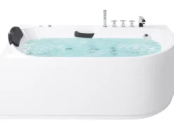 Badekar med massage SAYULA Højrevendt 170 x 80 cm Hvid