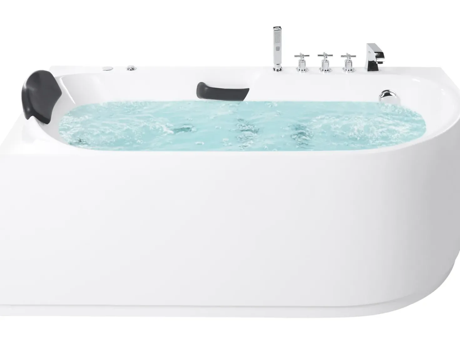 Badekar med massage SAYULA Højrevendt 170 x 80 cm Hvid