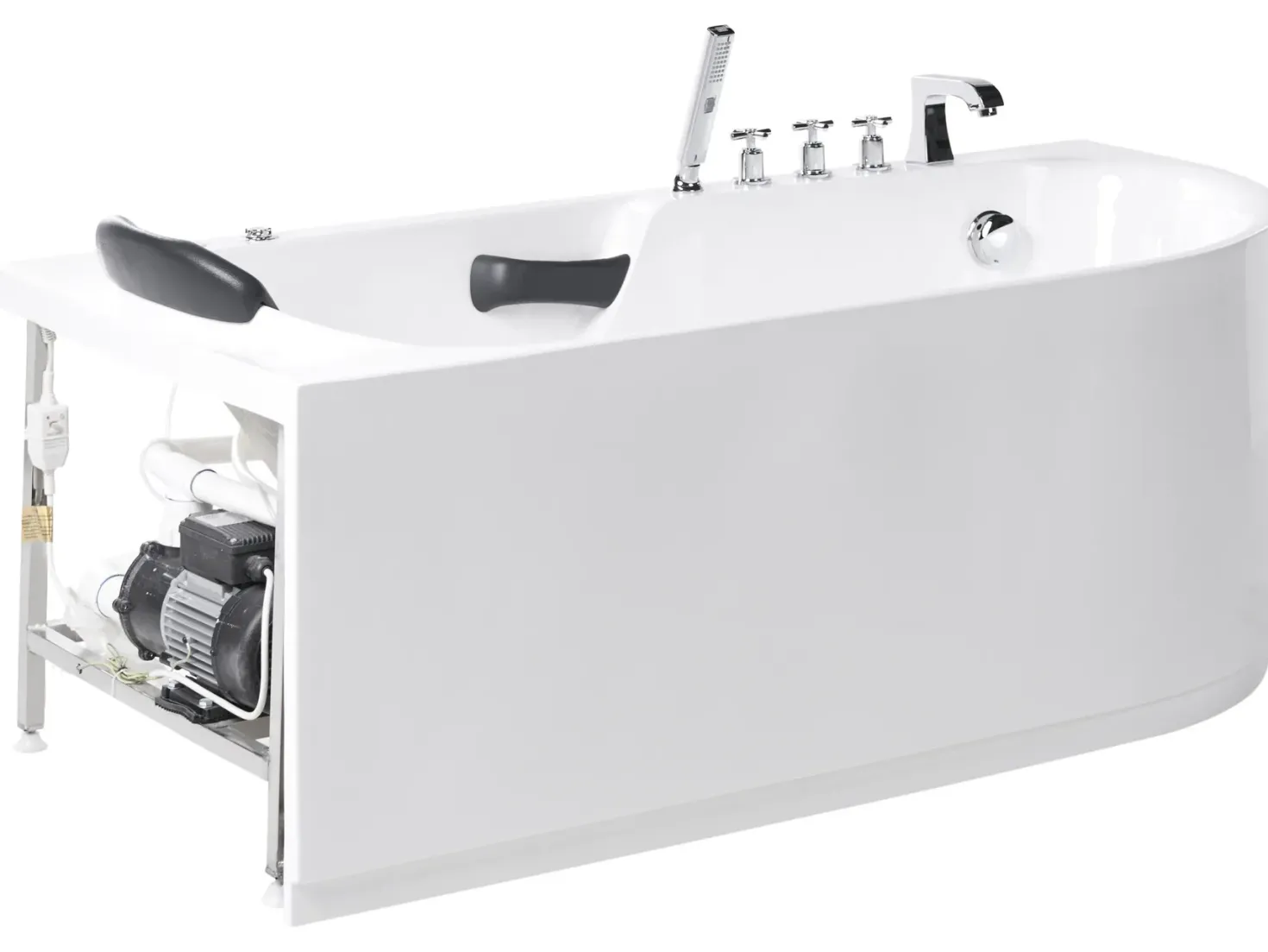 Badekar med massage SAYULA Højrevendt 170 x 80 cm Hvid