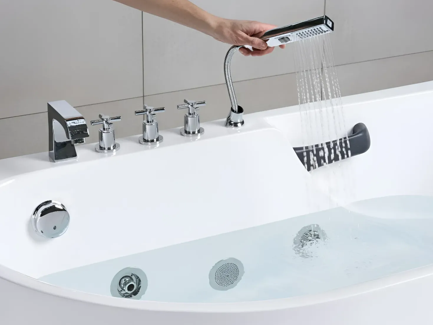 Badekar med massage SAYULA Venstrevendt 170 x 80 cm Hvid