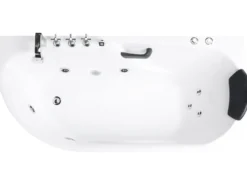 Badekar med massage SAYULA Venstrevendt 170 x 80 cm Hvid