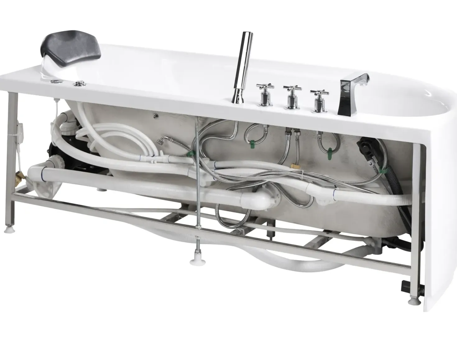 Badekar med massage SAYULA Venstrevendt 170 x 80 cm Hvid