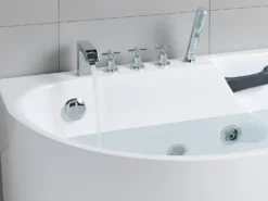 Badekar med massage SAYULA Venstrevendt 170 x 80 cm Hvid