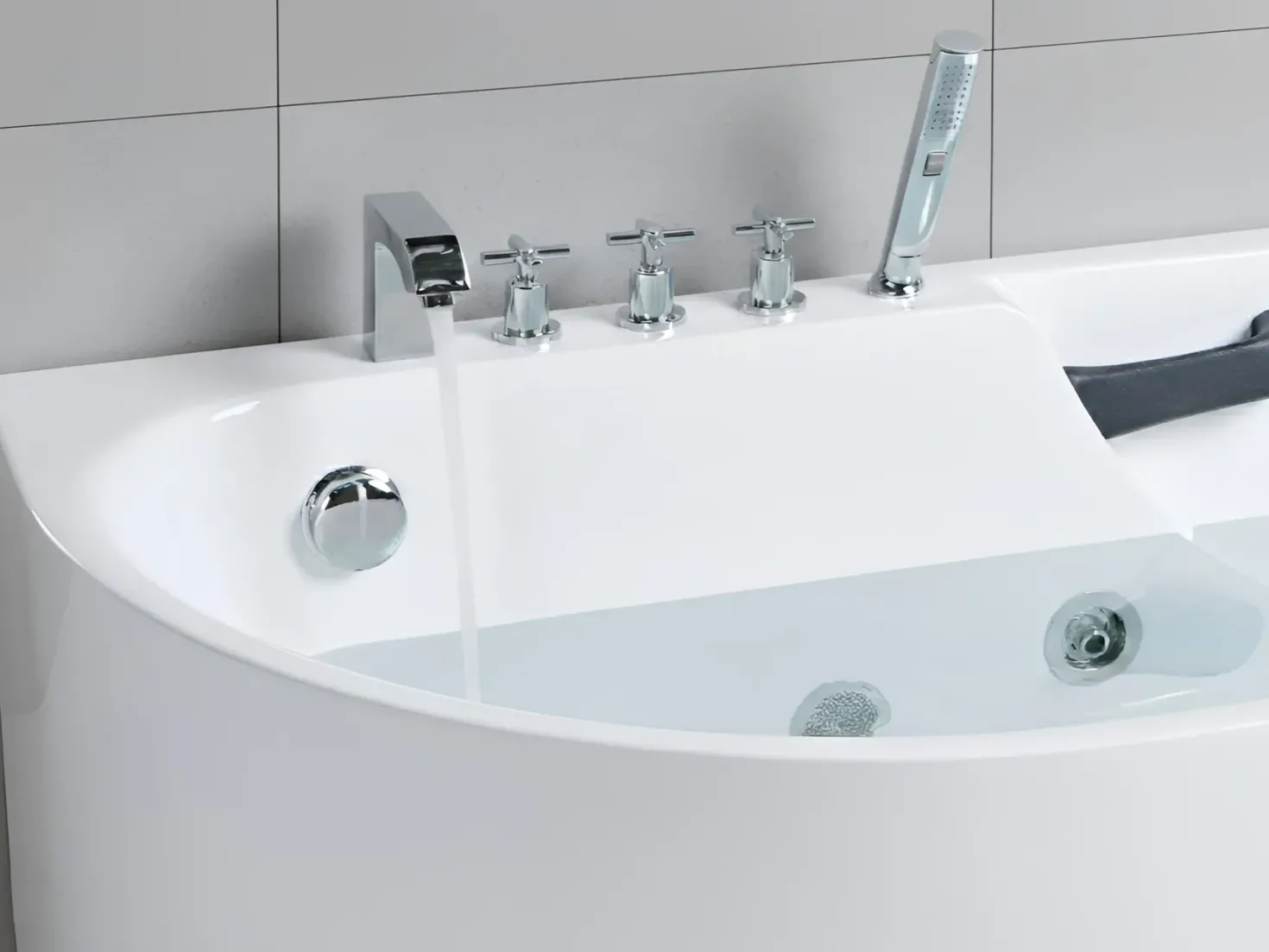 Badekar med massage SAYULA Venstrevendt 170 x 80 cm Hvid