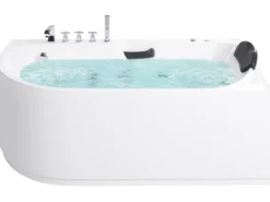 Badekar med massage SAYULA Venstrevendt 170 x 80 cm Hvid