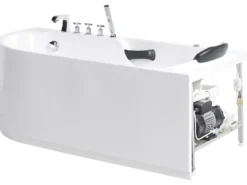 Badekar med massage SAYULA Venstrevendt 170 x 80 cm Hvid