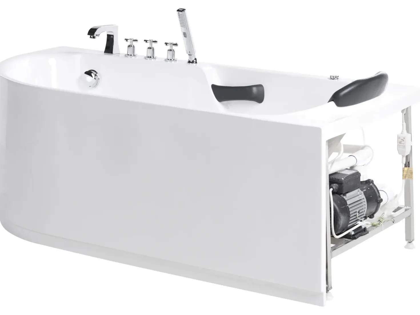 Badekar med massage SAYULA Venstrevendt 170 x 80 cm Hvid
