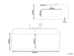 Badekar QUATRE 170 x 75 cm Hvid