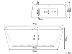 Badekar HASSEL 170 x 80 cm Hvid