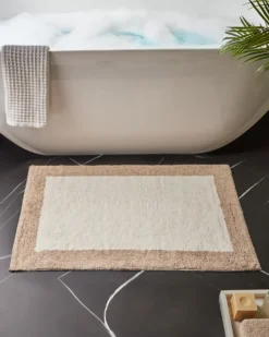 Bademåtte KABRI Brun/beige 60 x 90 cm Bomuld