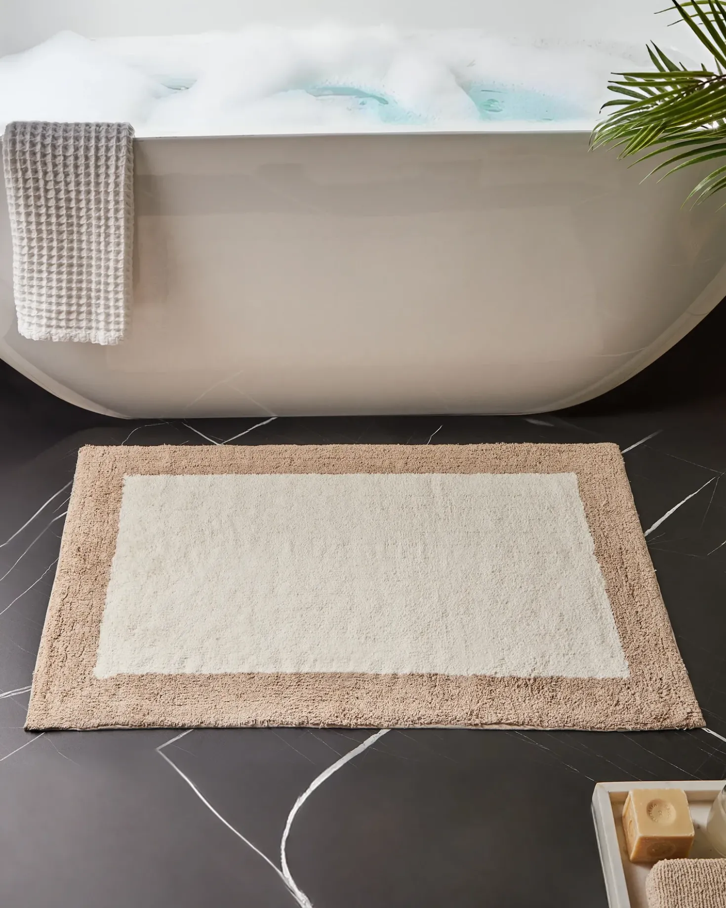 Bademåtte KABRI Brun/beige 60 x 90 cm Bomuld