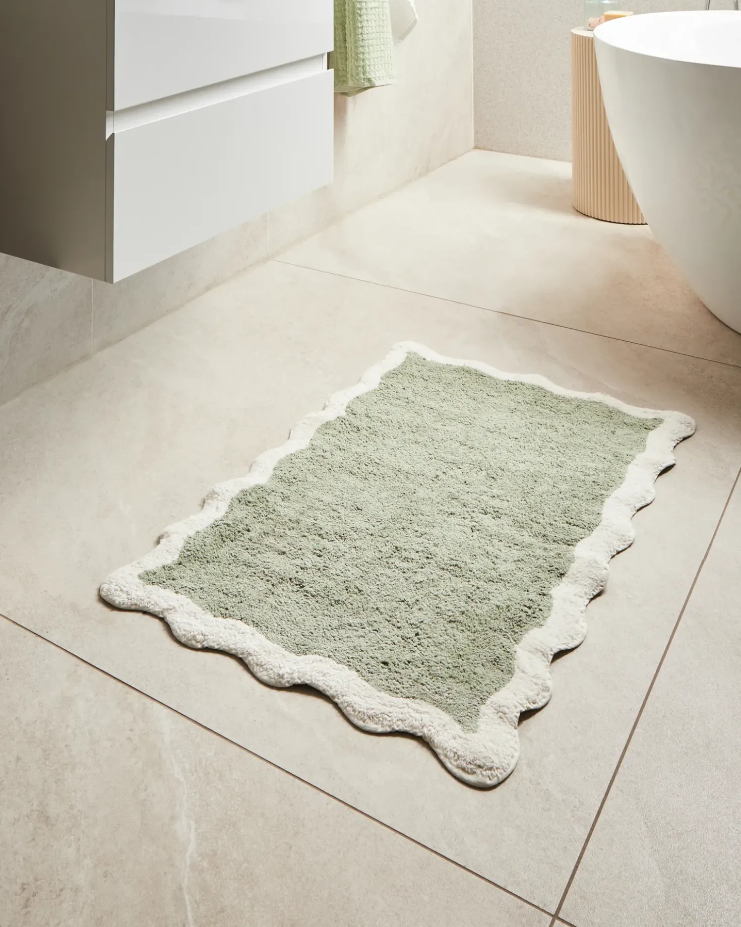 Bademåtte NANGAL Grøn 60 x 90 cm Bomuld