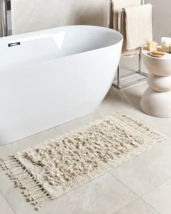 Bademåtte OLTAN Beige 50 x 80 cm Bomuld