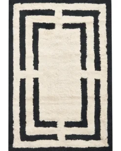 Bademåtte RISALU Sort/beige 60 x 90 cm Bomuld