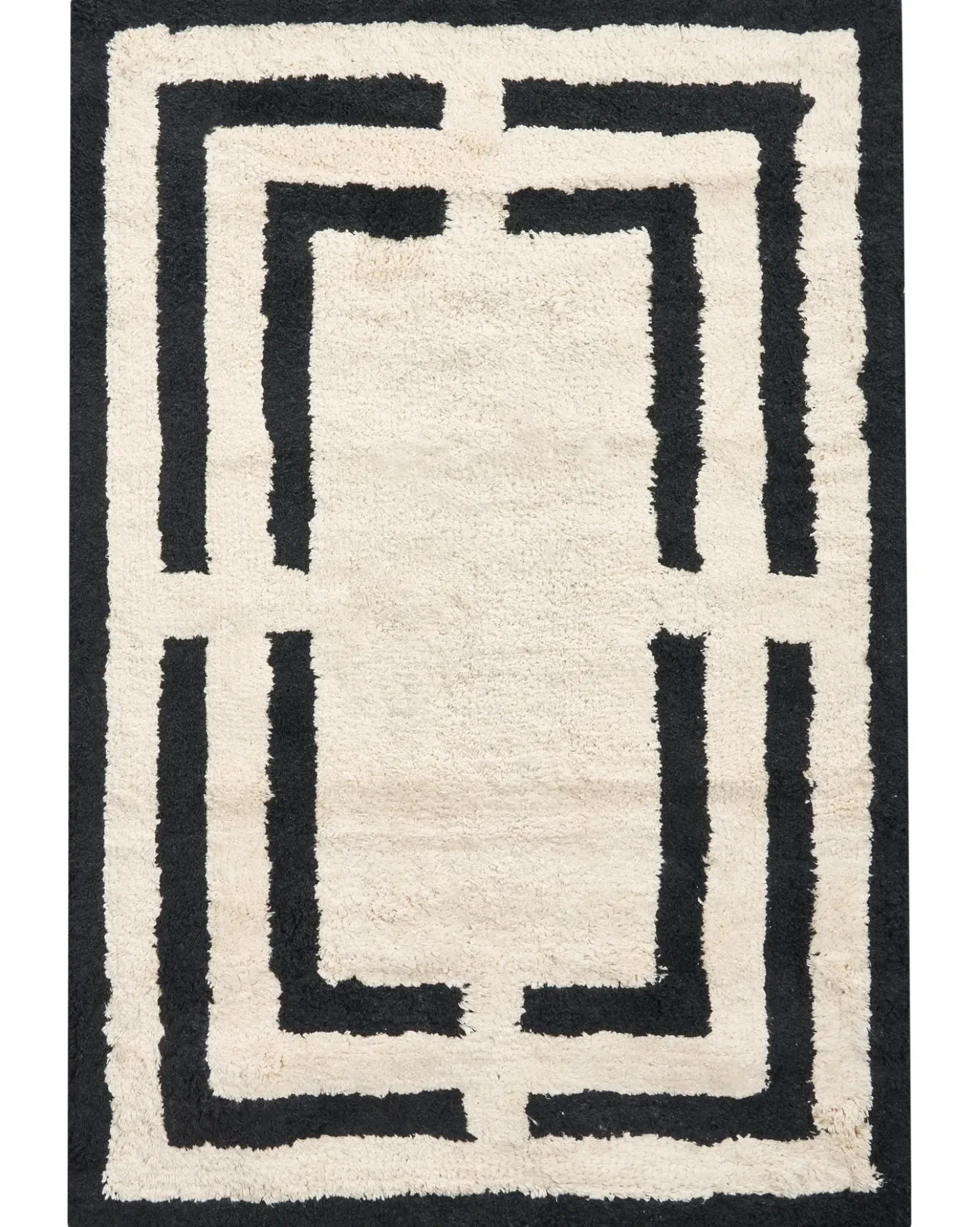 Bademåtte RISALU Sort/beige 60 x 90 cm Bomuld