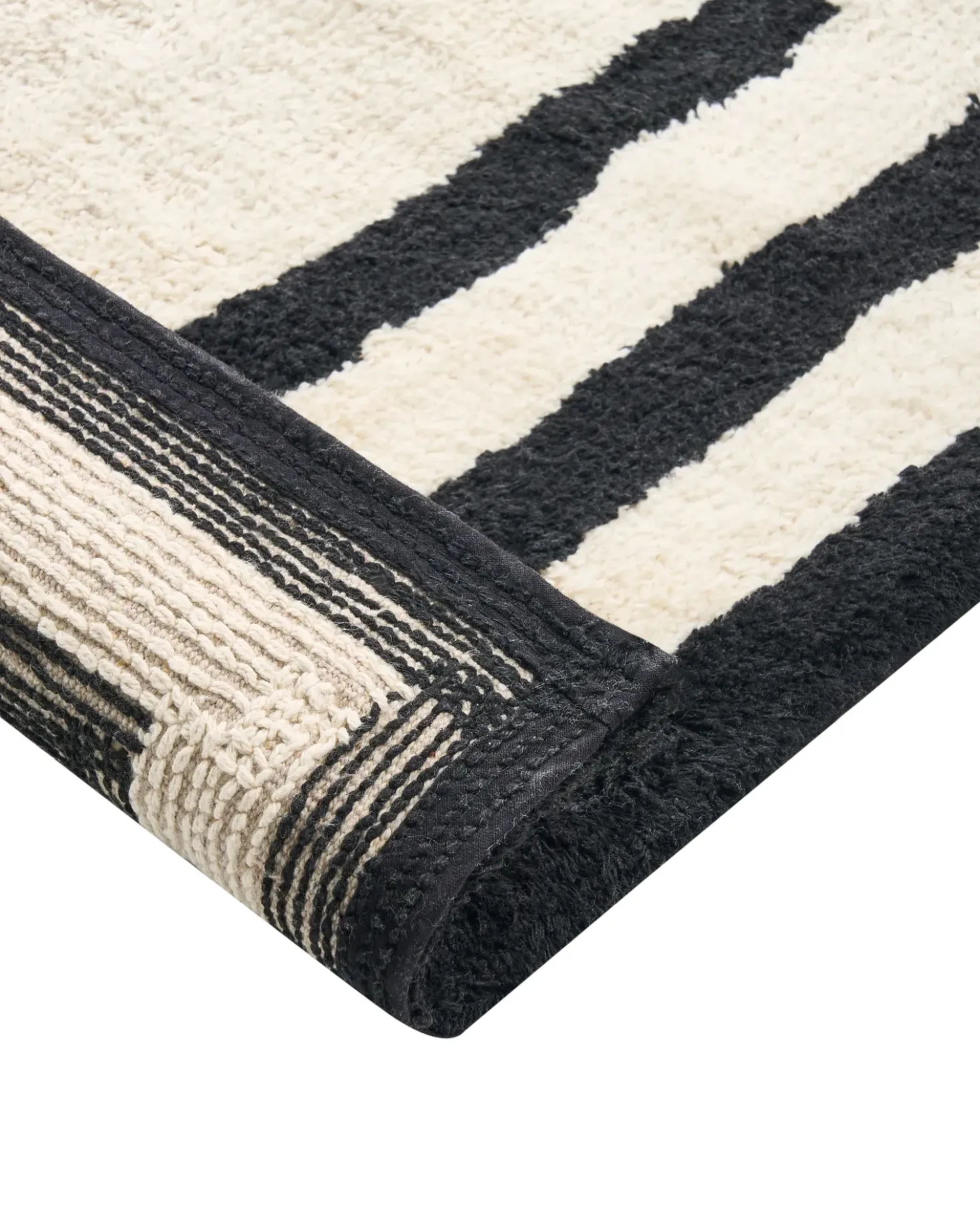 Bademåtte RISALU Sort/beige 60 x 90 cm Bomuld