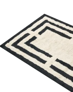 Bademåtte RISALU Sort/beige 60 x 90 cm Bomuld