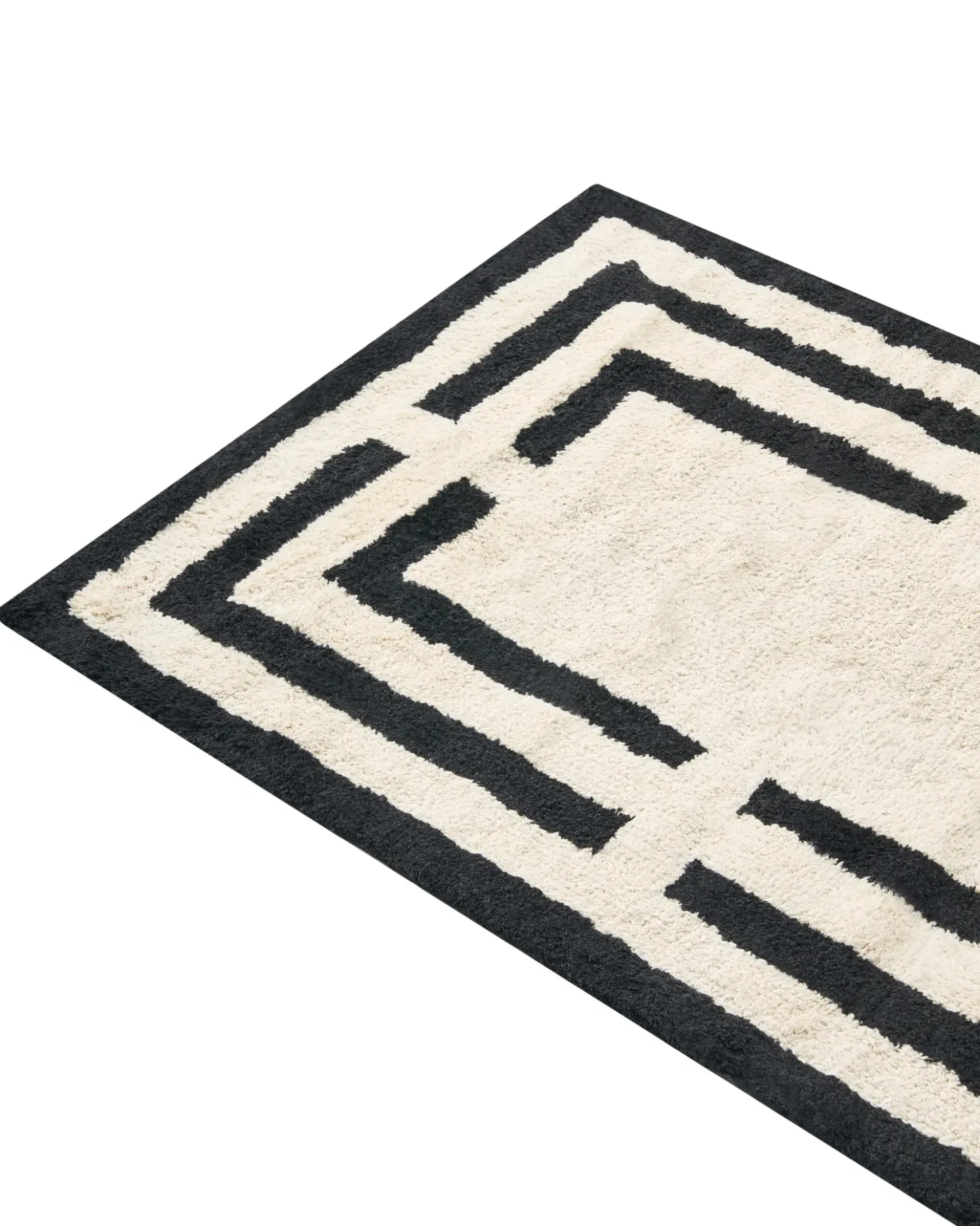 Bademåtte RISALU Sort/beige 60 x 90 cm Bomuld