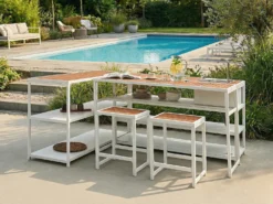 Barbord til have AVETRANA 150 cm 50 cm Brun/hvid