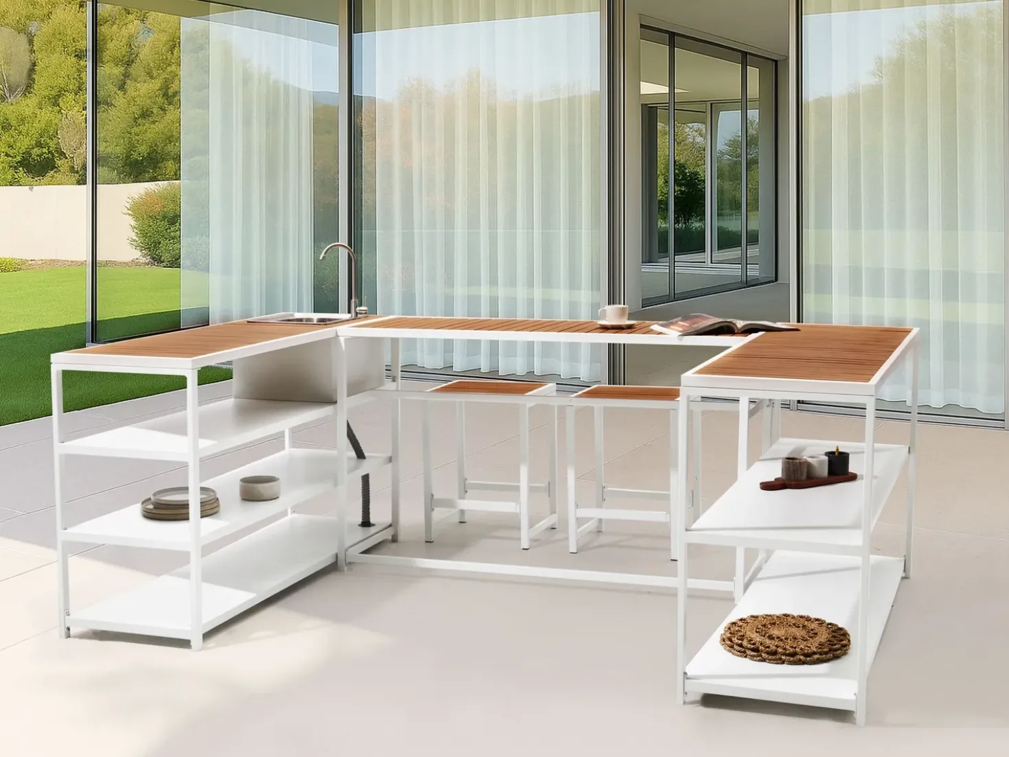 Barbord til have AVETRANA 150 cm 50 cm Brun/hvid