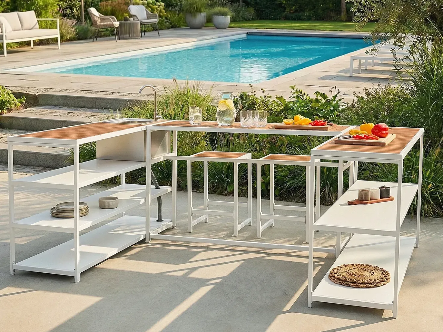 Barbord til have AVETRANA 150 cm 50 cm Brun/hvid