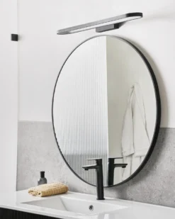Billede og spejl LED-lys MIDOU Metal Sort