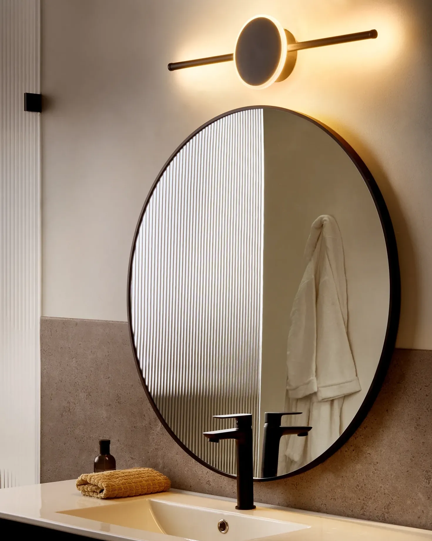 Billede og spejl LED-lys OTHAIN Metal Sort