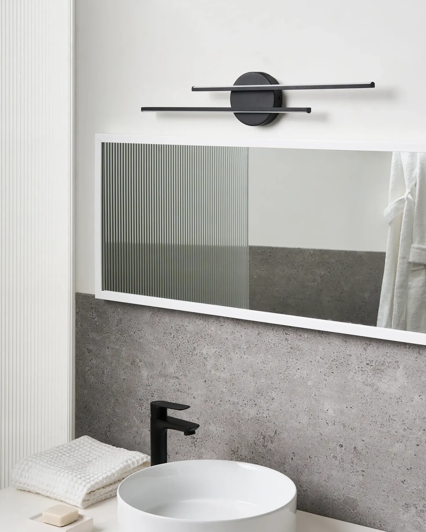 Billede og spejl LED-lys TOUQUES Metal Sort
