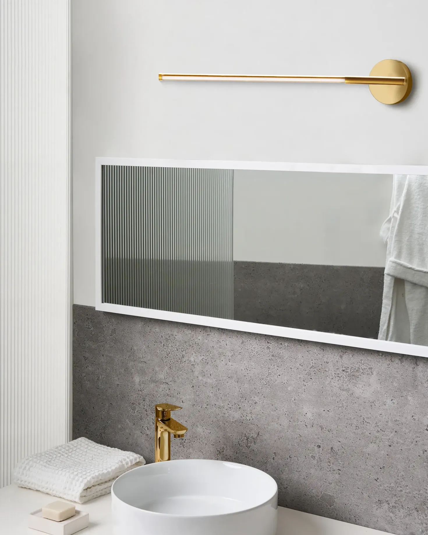 Billede og spejl LED-lys VOLOGNE Metal Guld