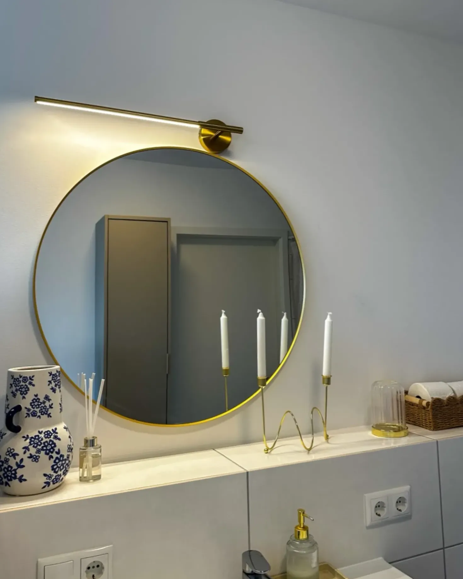 Billede og spejl LED-lys VOLOGNE Metal Guld